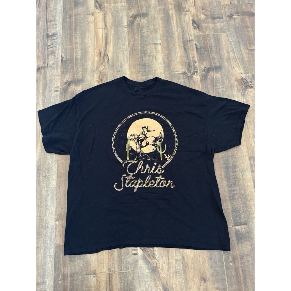 Chris Stapleton Horseback Cowboy Graphic T-Shirt Black 2XL Concert Merch